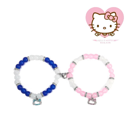 Hello Kitty Couple Love Bracelet Sanrio Anime Pendant Handmade Beaded Necklace Bracelet Charm DIY Jewelry Accessories Toys